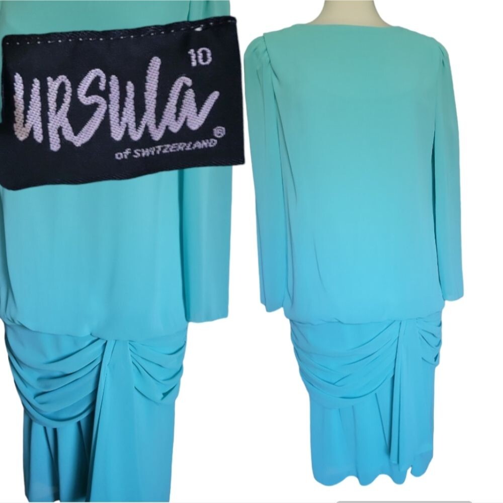 Vintage Ursula of Switzerland Women's Chiffon Ruched Drape Evening Dress - 10